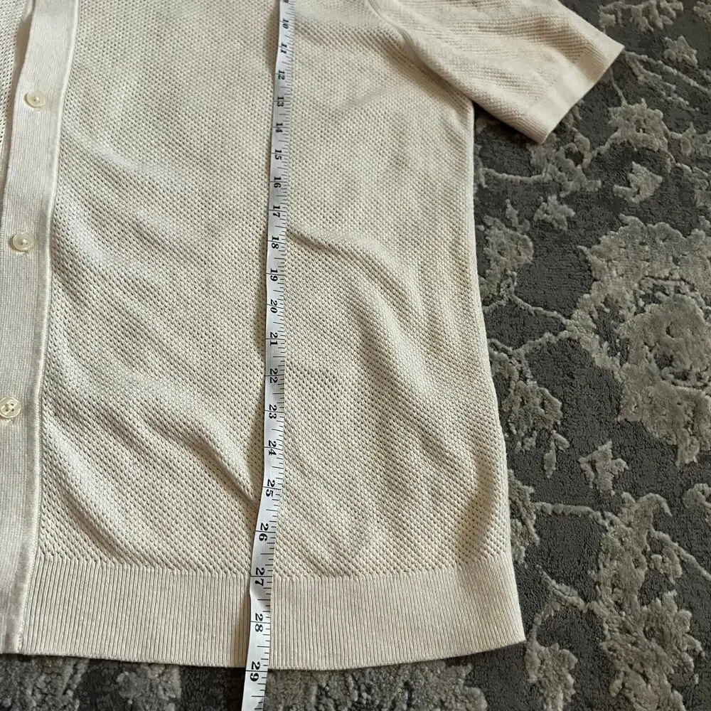 Banana Republic Cream Knit Polo Shirt XL Quiet Luxury Classic Casual Preppy